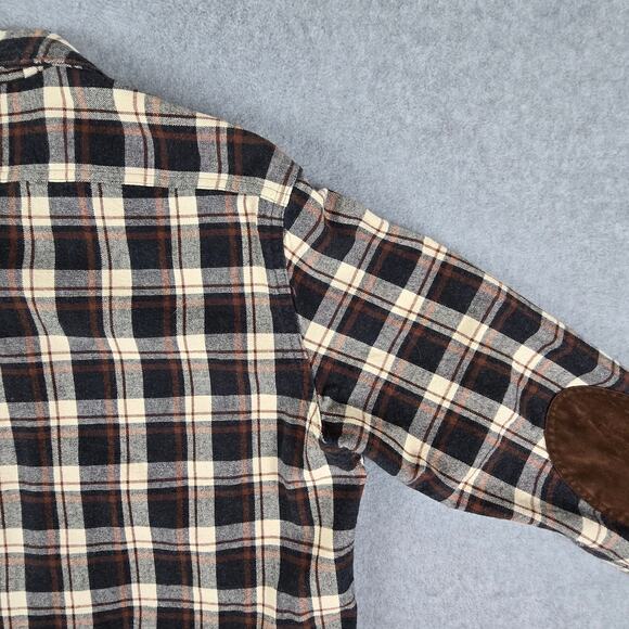 J. Crew Mercantile Shirt Mens Size Medium Brown Flannel Elbow Patches - Picture 11 of 16